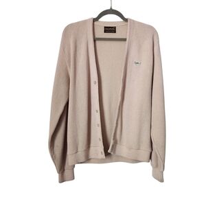 CHALLENGER 70s Orlon Acrylic‎ Cream Cardigan Sweater turtle logo